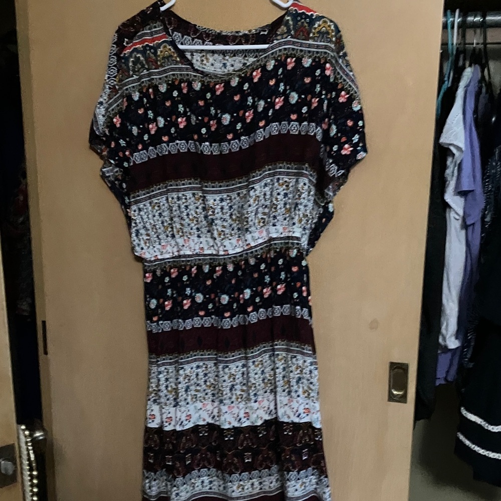 No Boundaries Multicolor Boho Midi Dress